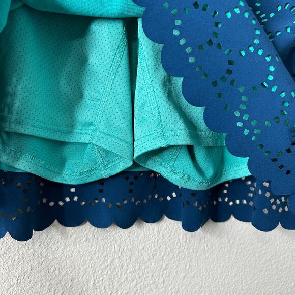 Title Nine Laser Cut Scalloped Hem Skort XS Blue Turquoise Activewear - Picture 5 of 9